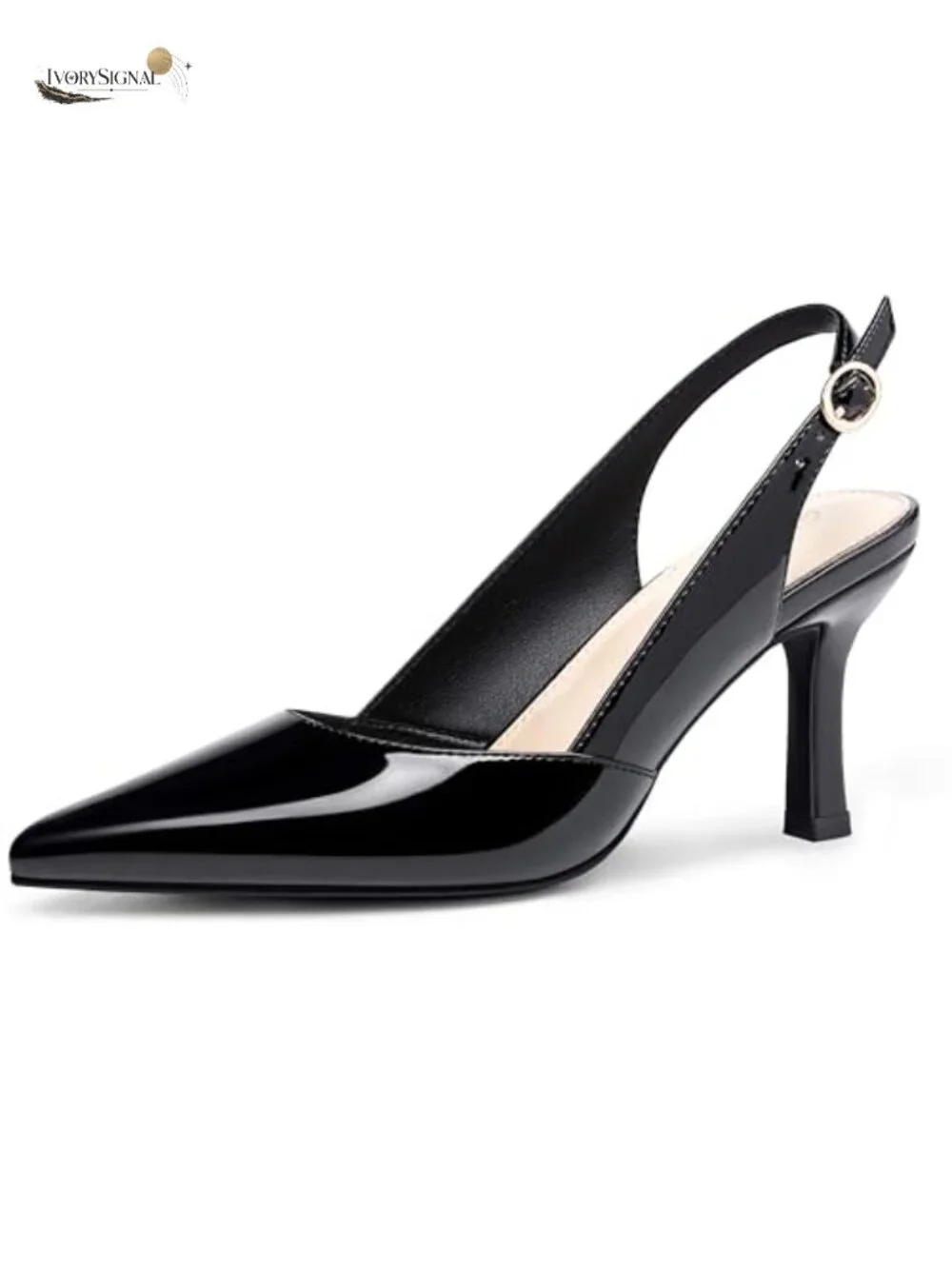 Faux Leather Slingback Kitten Heels Pointed Toe Pumps Wedding Party